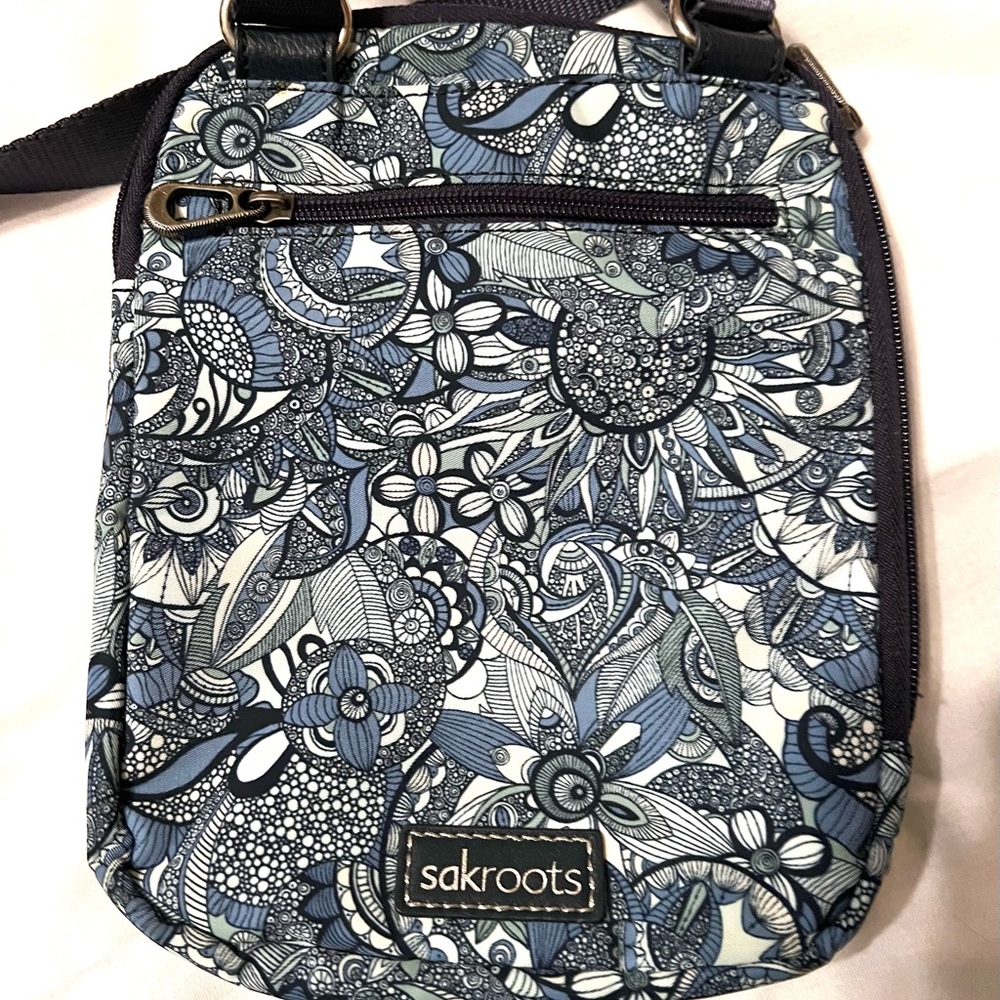 SAKROOTS Artist Circle Flat Crossbody Bag Cotton Coated Canvas